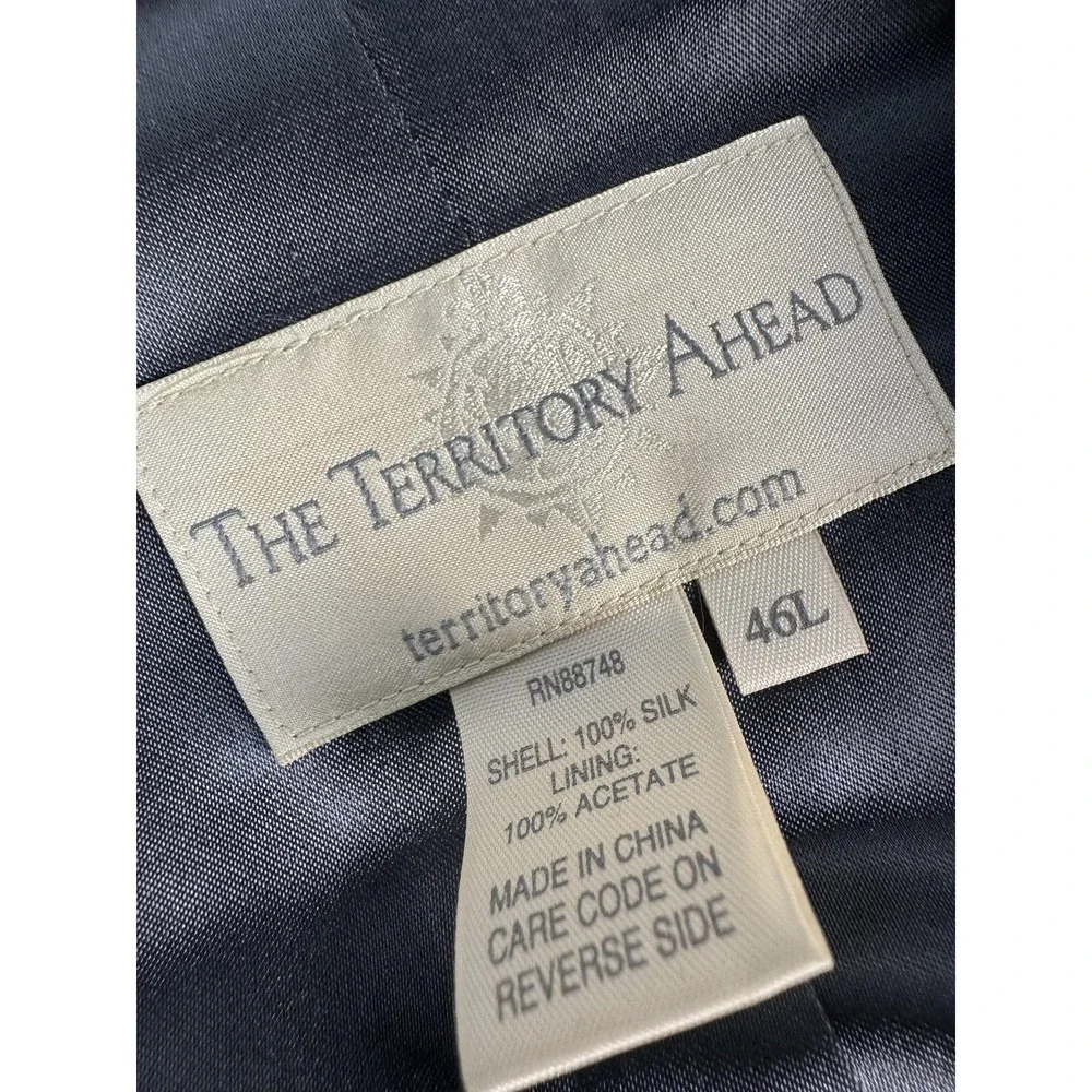 Territory Ahead Blazer‎ Mens 46L Brown Gray 100% Silk Houndstooth Sport Coat
